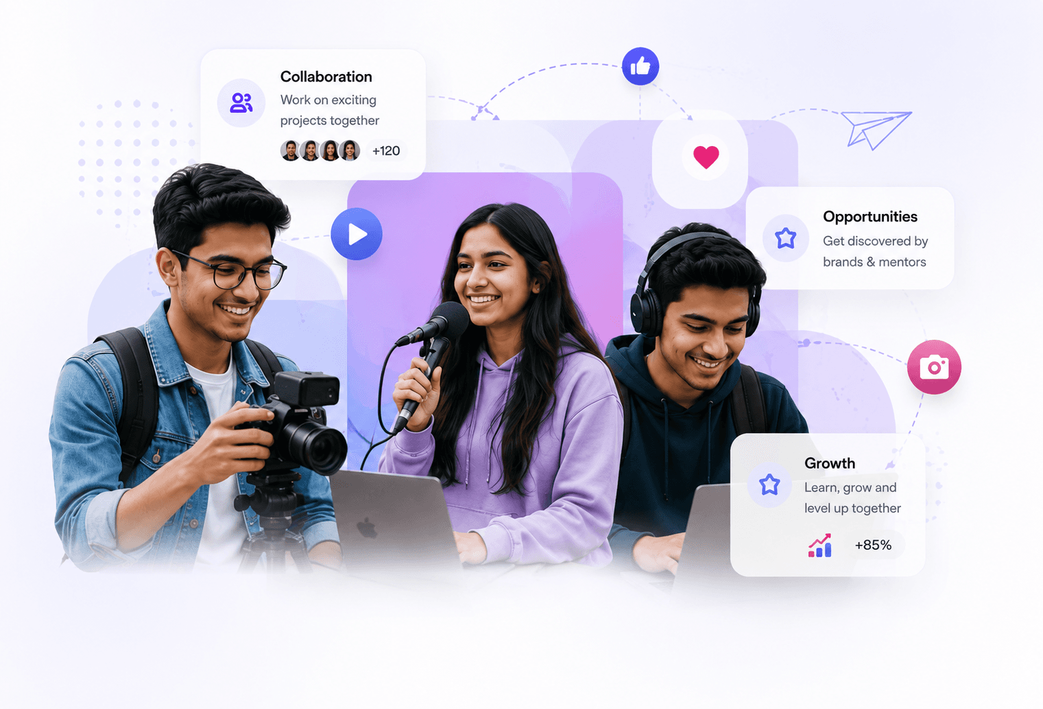 Student creators recording content together