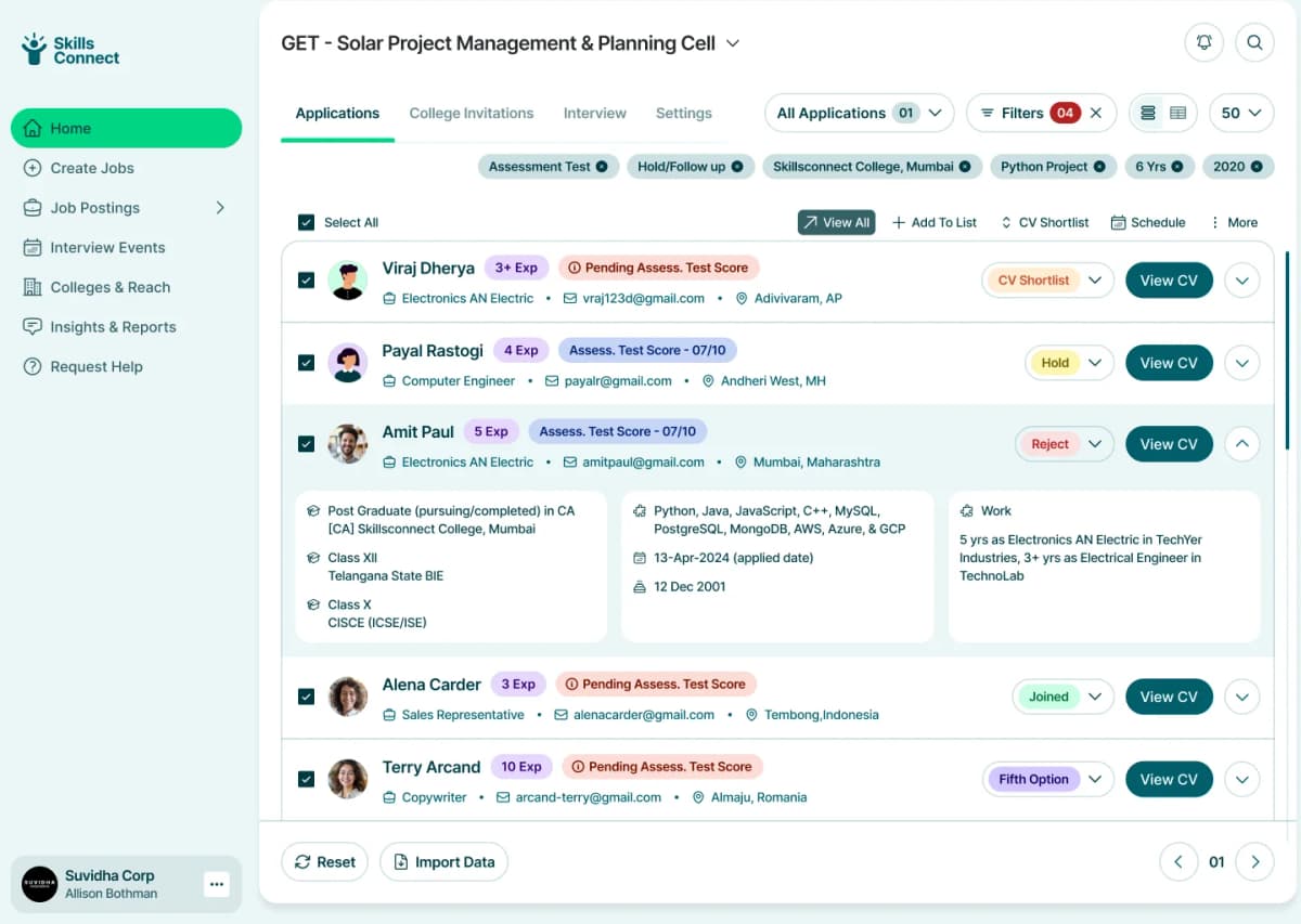 SkillsConnect Dashboard
